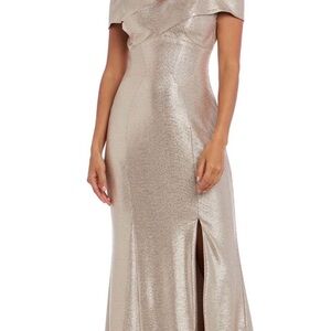Xscape One Shoulder champagne Dress